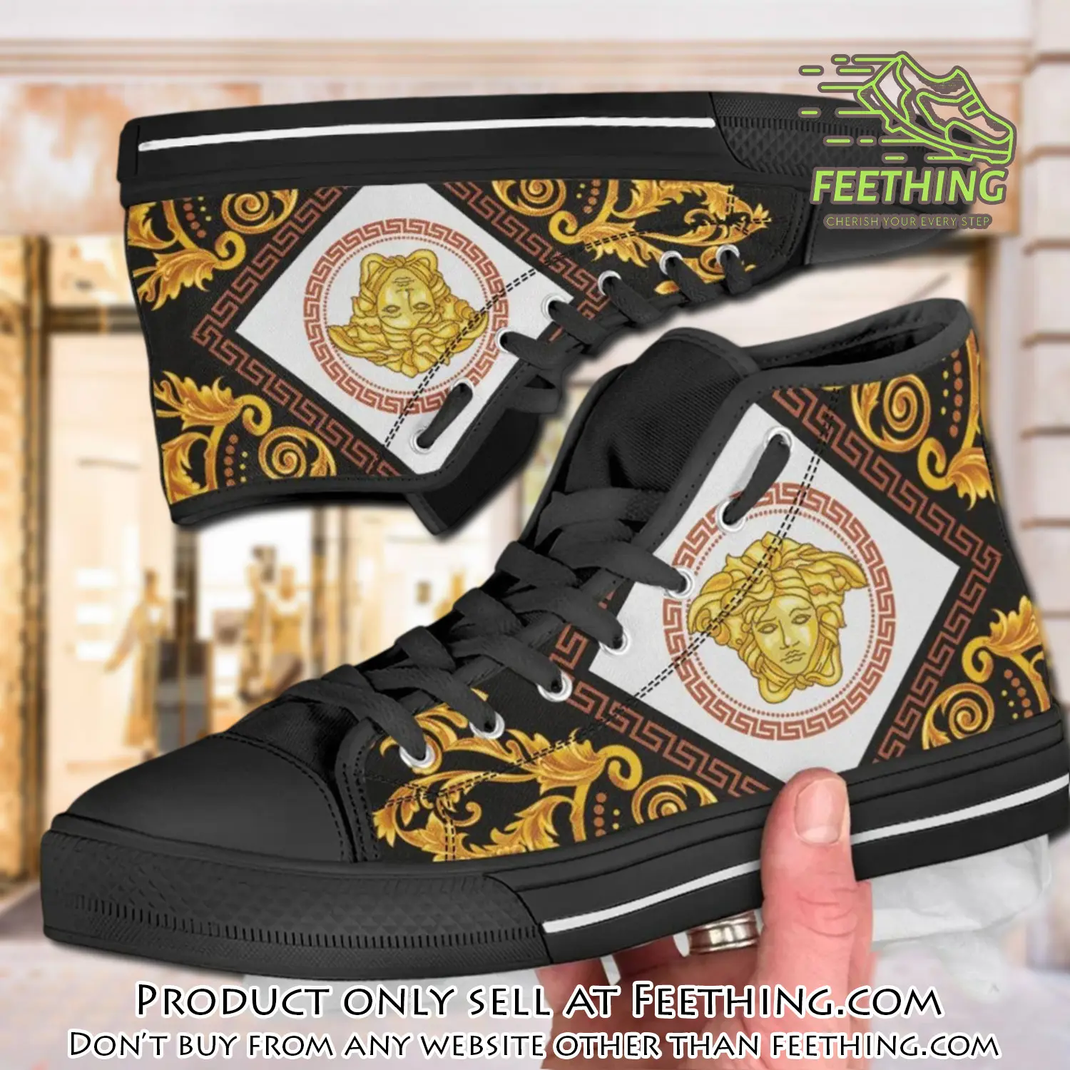Versace logo medusa high top canvas shoes luxury brand gifts for men women ft3839404
